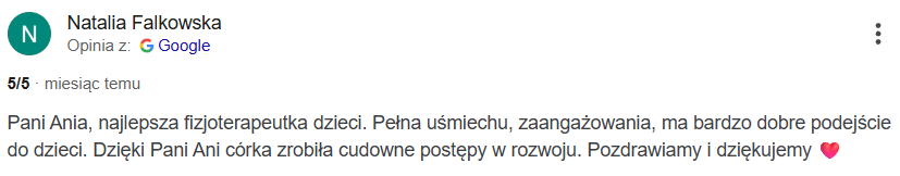 Opinia klienta o fizjoterapii Oh Baby