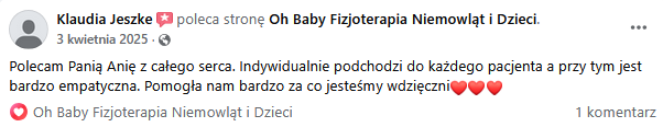 Opinia klienta o fizjoterapii Oh Baby