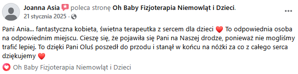 Opinia klienta o fizjoterapii Oh Baby